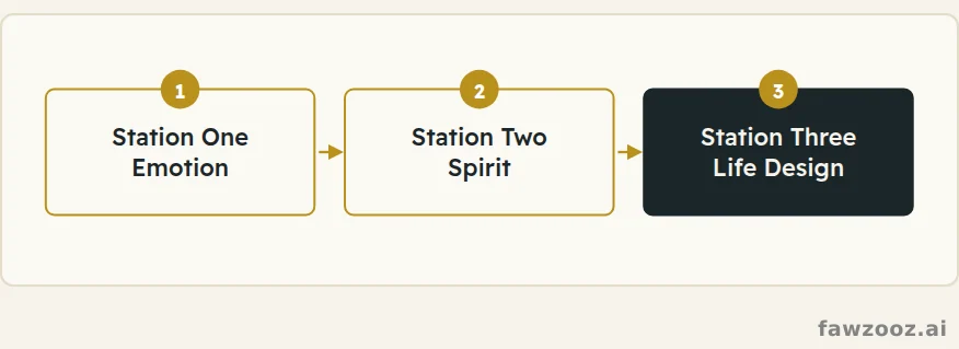 Three stations, one journey: from understanding emotions, to a soul connected with Allah, to a life designed with intention.