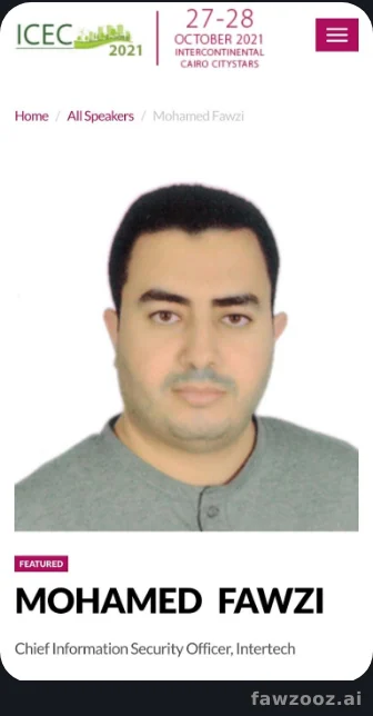 Featured speaker at ICEC 2021, Cairo — invited then as Chief Information Security Officer