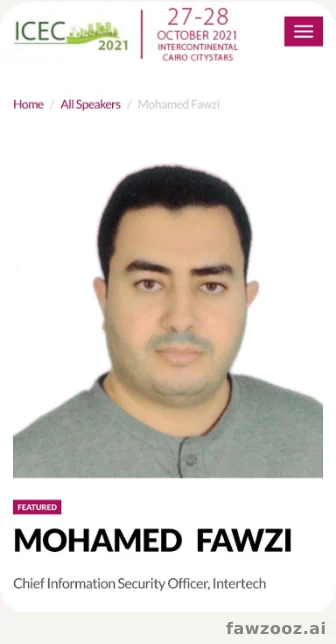 Featured speaker at ICEC 2021, Cairo — invited then as Chief Information Security Officer